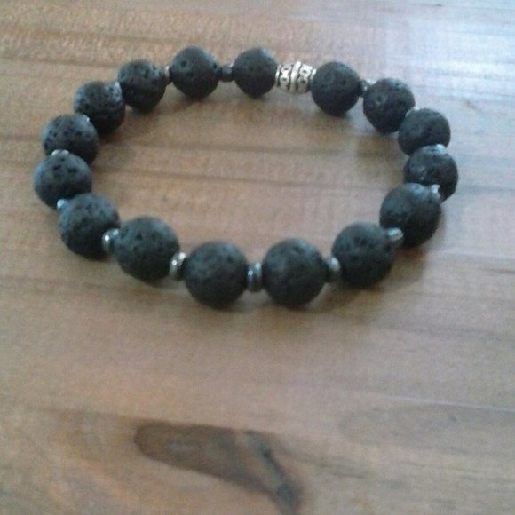 men black Lava stone bracelet - Picture 2 of 2